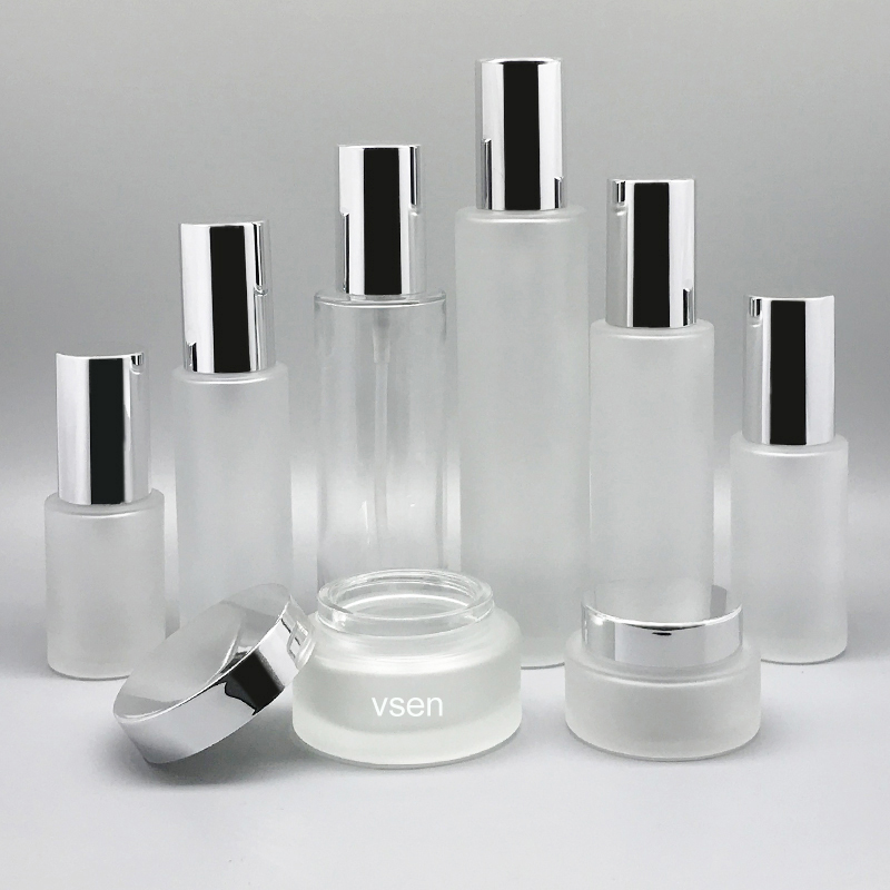 甲壳虫 化妆品套装瓶木纹化妆品包装瓶 通用亮银(图1)