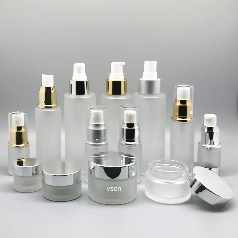 通用亚银套装瓶子 面霜瓶子定制  现货便宜磨砂(图4)