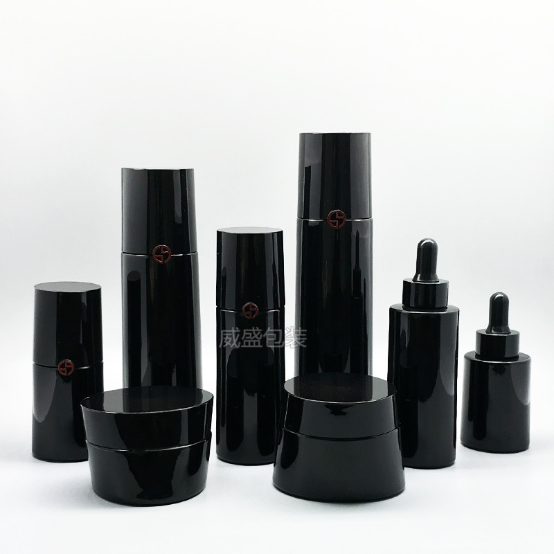 黑色化妆品包装瓶子 面霜瓶子定制批发(图1)