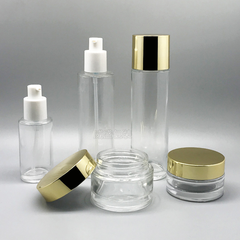 直圆化妆品玻璃瓶 面霜瓶子批发乳液按压瓶子(图6)