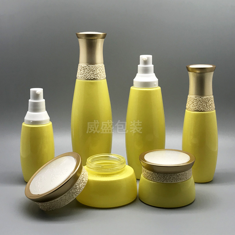 黄色玻璃瓶 黄色可爱玻璃瓶 新颖化妆品玻璃瓶定(图2)